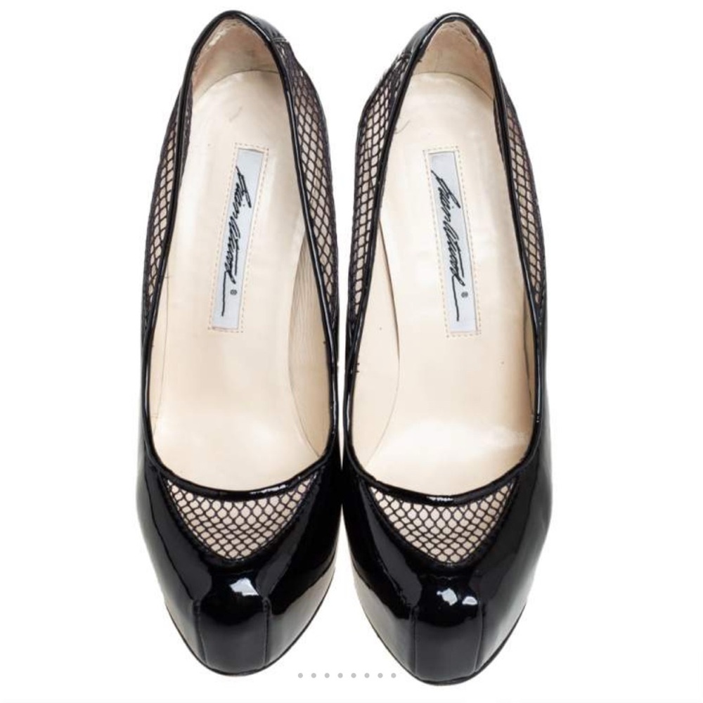 Brian Atwood Patent Stiletto Heels With Mesh Detail Size 6 GUC! - Picture 5 of 14